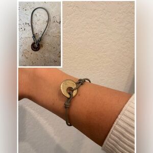 Handmade “Amour” Silver Charm Bracelet | Gray Elastic Minimalist Jewelry